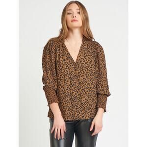 Black Tape Leopard Print Long Sleeve Blouse